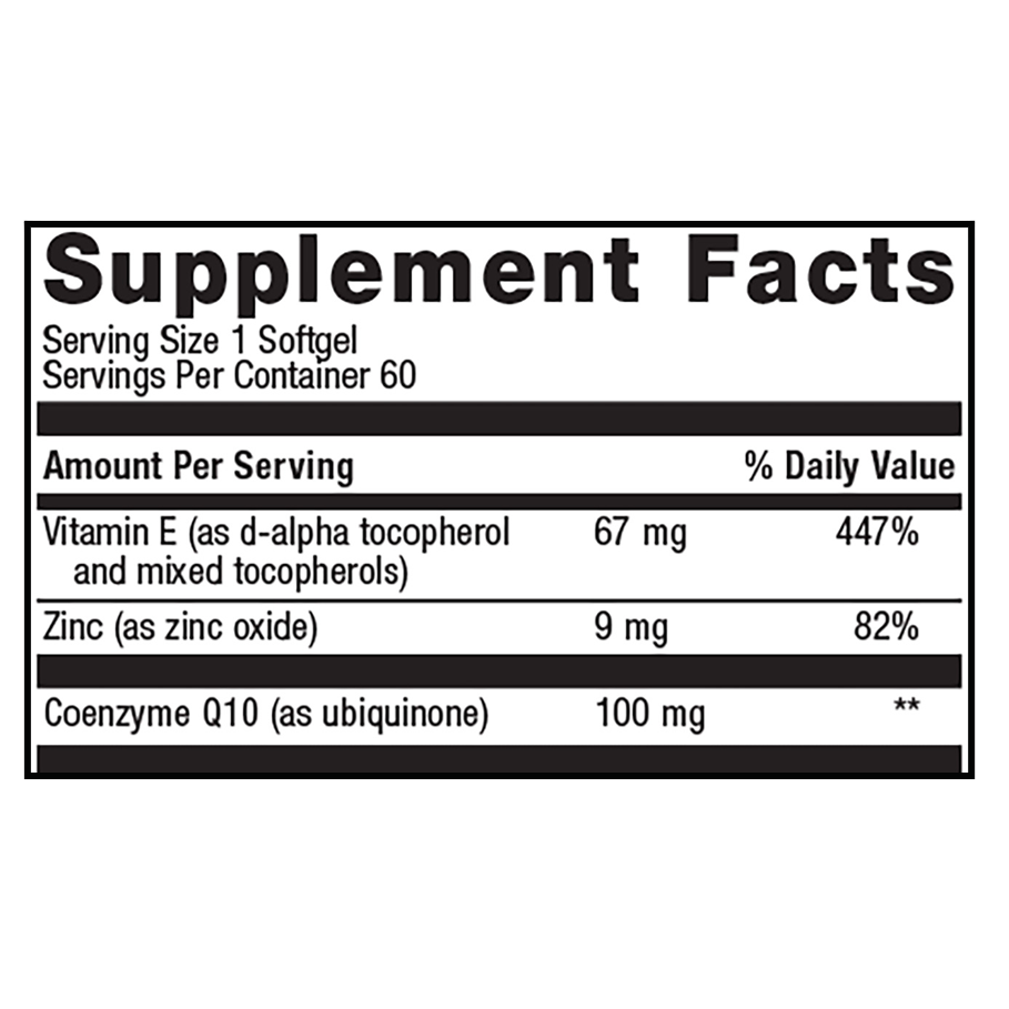 CoQ10 ST-100 60 Softgels by Metagenics Ingredients Label