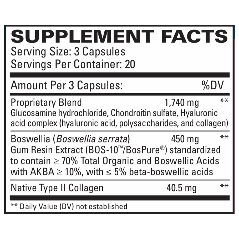 Collagen Joint Complex by EuroMedica Ingredients Label