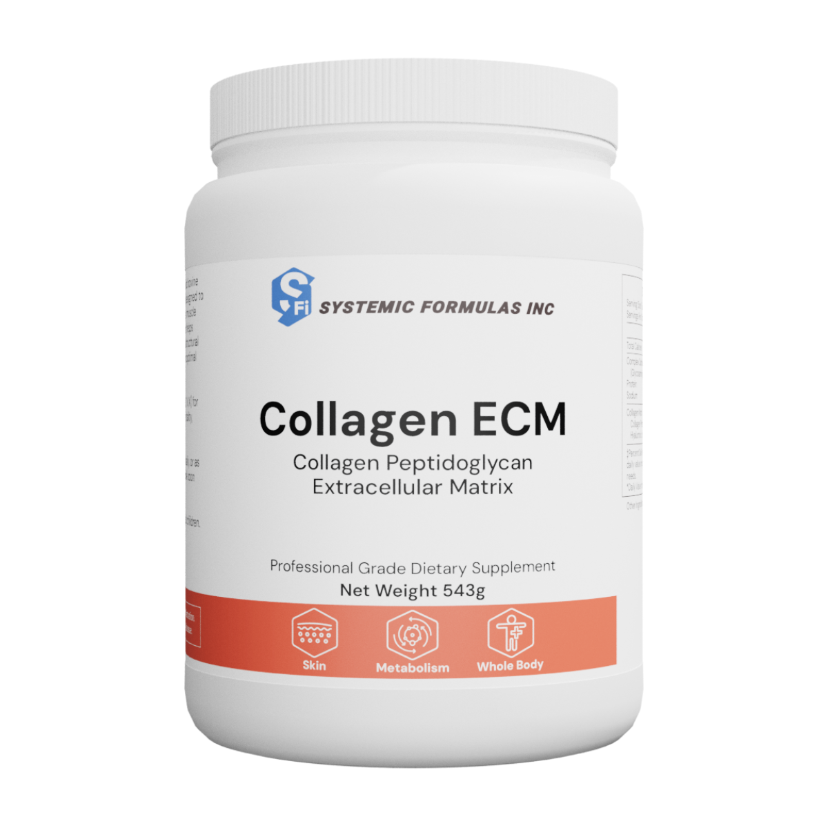 Systemic Formulas Collagen ECM collagen powder for skin elasticity, joint support, and connective tissue support