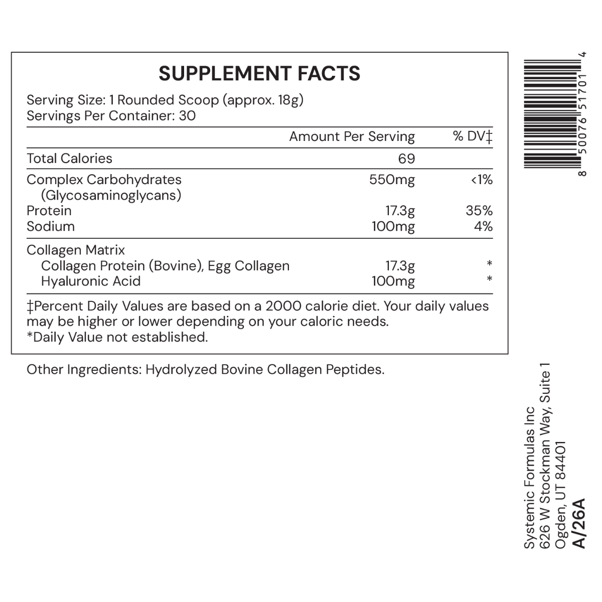 Systemic Formulas Collagen ECM, collagen peptide supplement, extracellular matrix support, joint mobility supplement, skin elasticity support, hyaluronic acid collagen, eggshell membrane collagen, FORTIGEL collagen, VERISOL collagen, BODYBALANCE collagen.