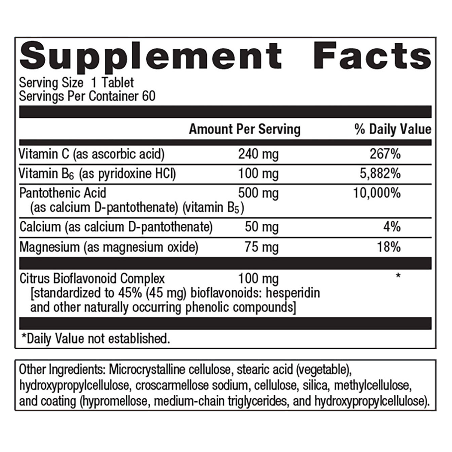 Cortico-B5B6 by Metagenics Ingredients Label