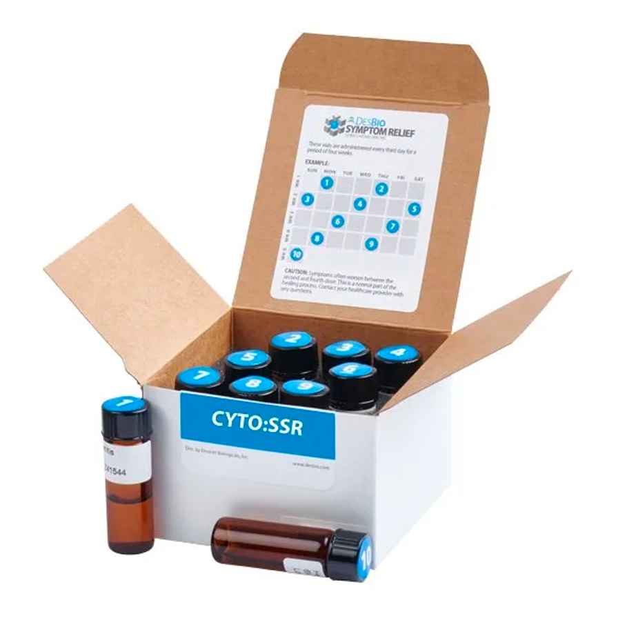 CYTO:SSR (formerly Cytomegalovirus Series Therapy) by DesBio for the temporary relief of symptoms related to Cytomegalovirus including fever, flu-like symptoms, fatigue, rash and chills.