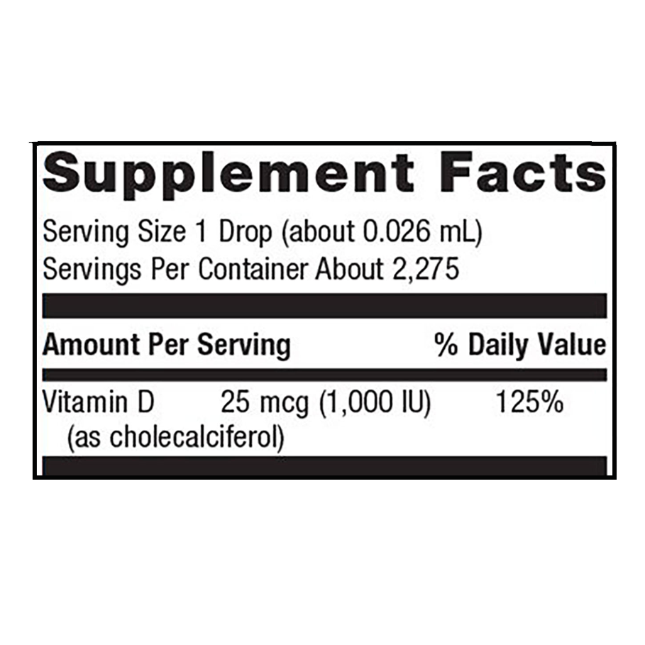D3 Liquid by Metagenics Ingredients Label