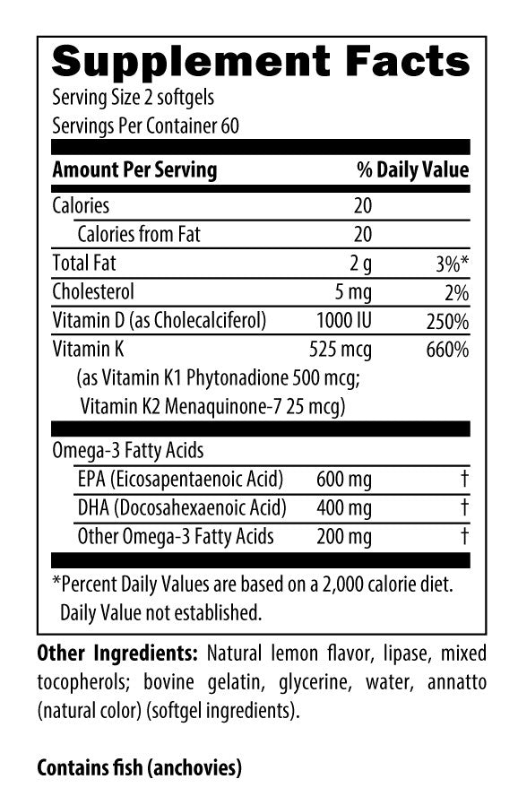OmegAvail Ultra with Vitamin D3, K1 and K2 by Designs for Health