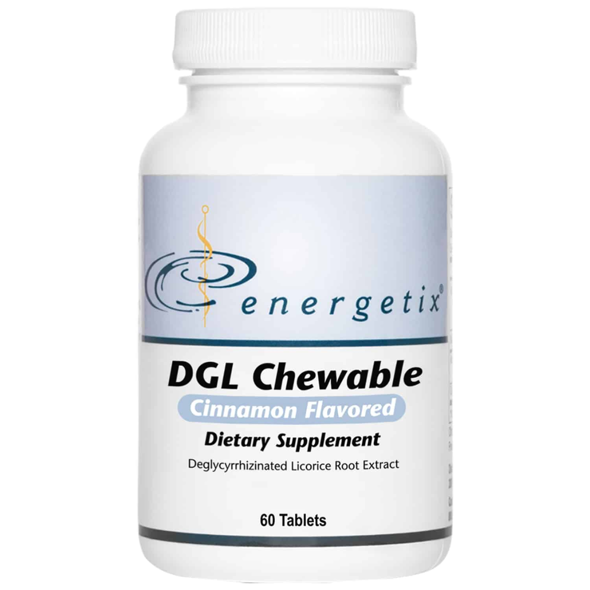 DGL Chewable contains deglycyrrhizinated licorice root extract (DGL) in a cinnamon flavored, chewable tablet. 