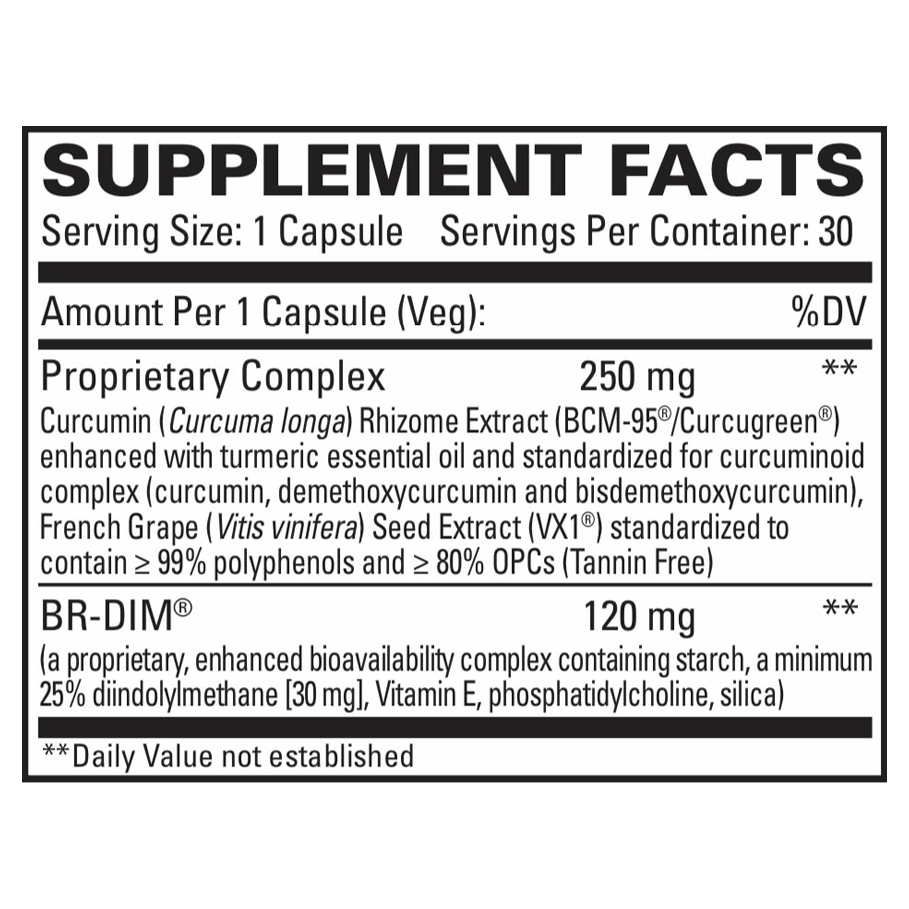 DIM + Curcumin by EuroMedica Ingredients Label
