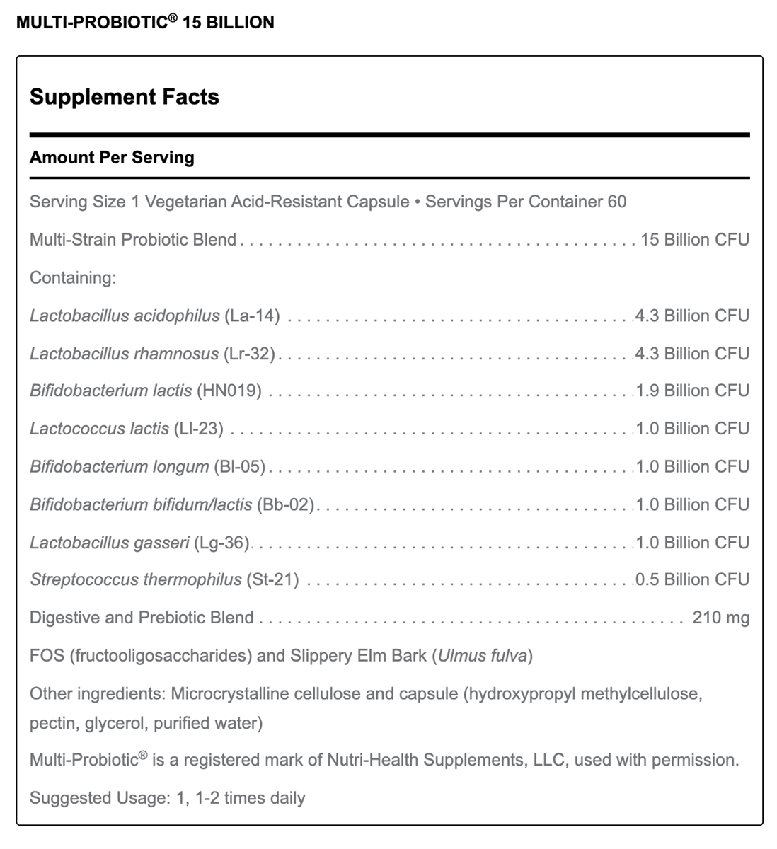 MULTI-PROBIOTIC 15 BILLION CAP by Douglas Labs