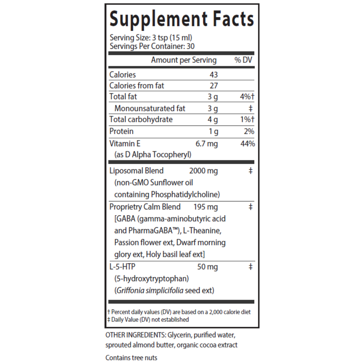 Liposomal Calm by DesBio  great for anxiety support and relaxation. Contains Vitamin E and GABA.