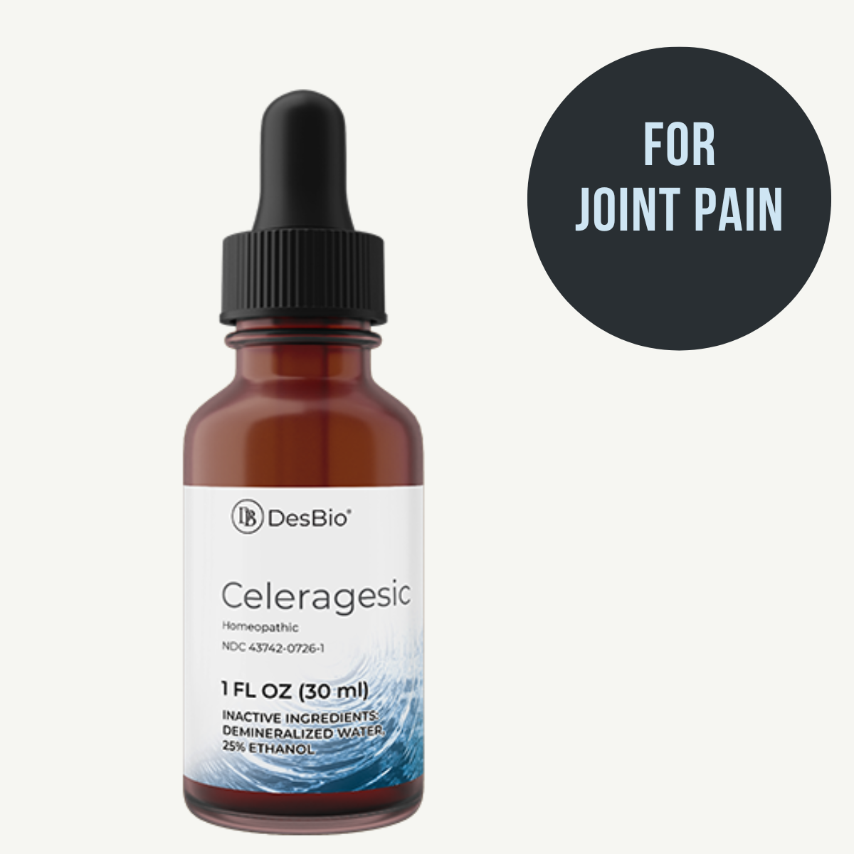 Celeragesic 1 oz  by DesBio for the temporary relief of muscular pain, joint pain, sports injuries and bruising.