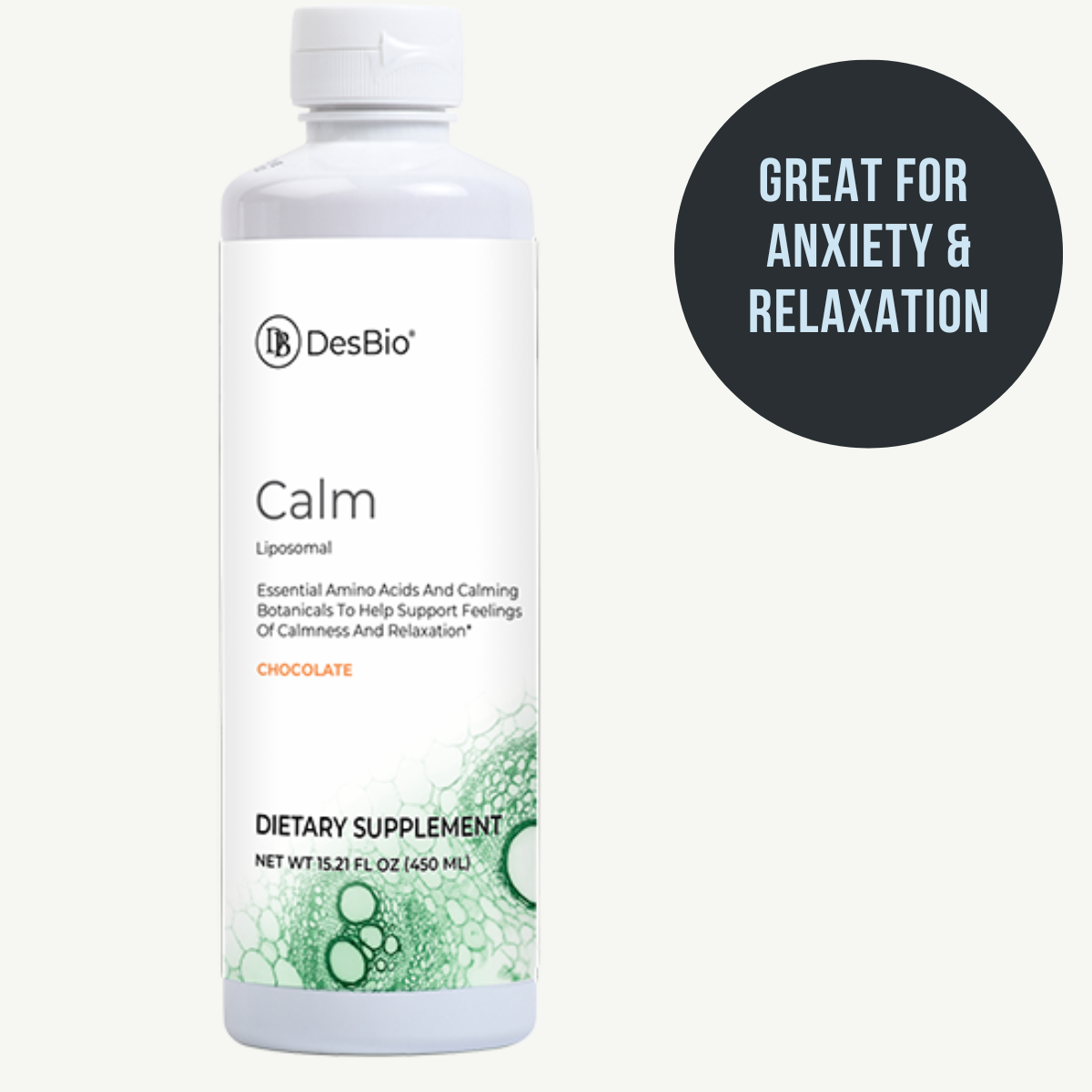 Liposomal Calm by DesBio great for anxiety support and relaxation.  Contains Vitamin E and GABA.