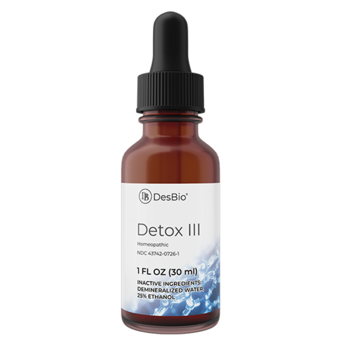 Detox III by DesBio for the temporary relief of symptoms related to improper breakdown and excretion of allergenic substances, including pain, fatigue, cramping and upper respiratory allergy.