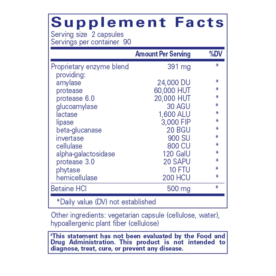 Digestive Enzymes Ultra with Betaine HCl 180 capsules by Pure Encapsulations