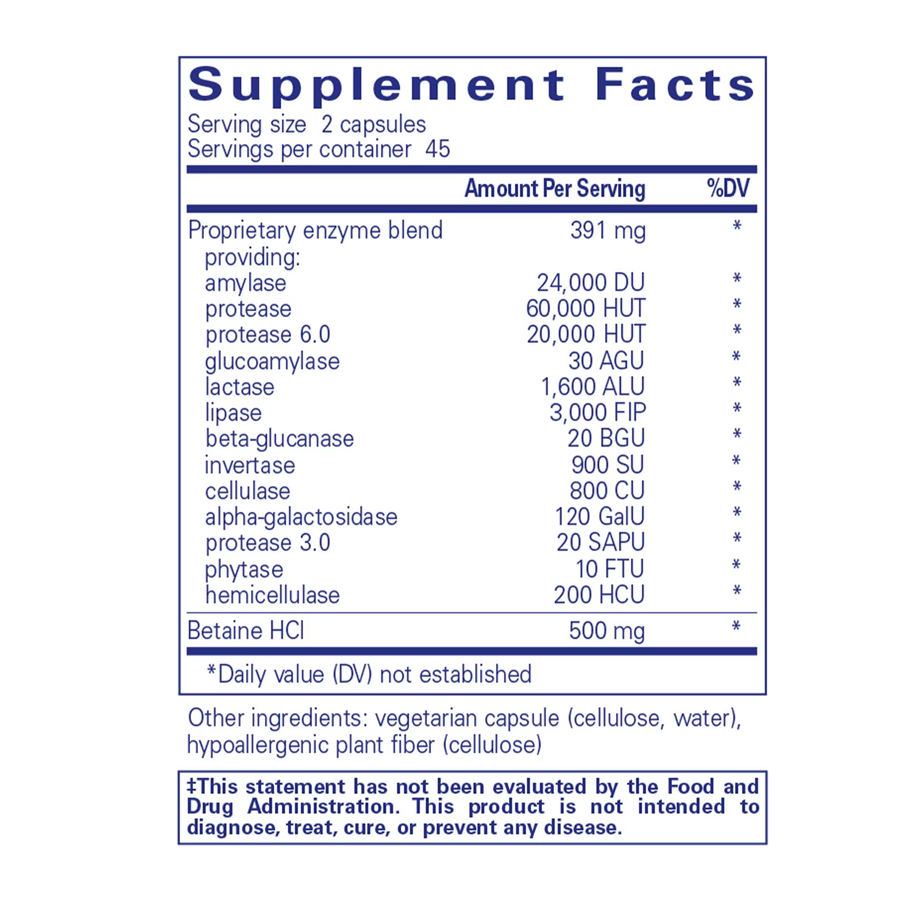Digestive Enzymes Ultra with Betaine HCl 90 capsules by Pure Encapsulations