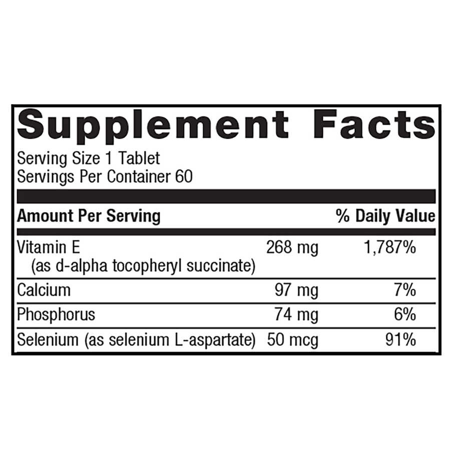 E-400 Selenium by Metagenics Ingredients Label