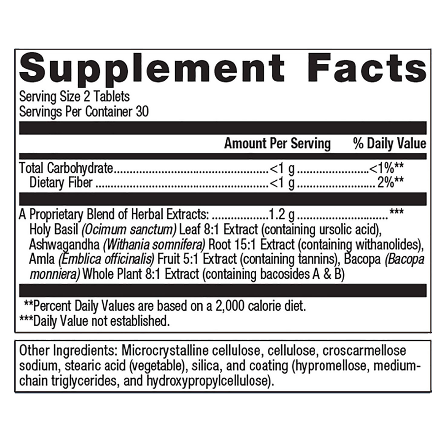 Exhilarin by Metagenics Ingredients Label