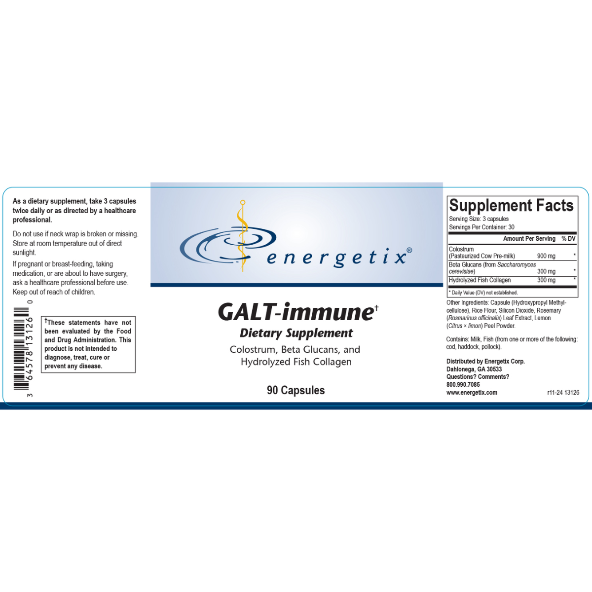 GALT-immune (Gut Associated Lymphoid Tissue) is a combination of colostrum, beta glucans, and pre-digested ocean fish protein. This formula was designed to help maintain normal immune response and digestive function.*