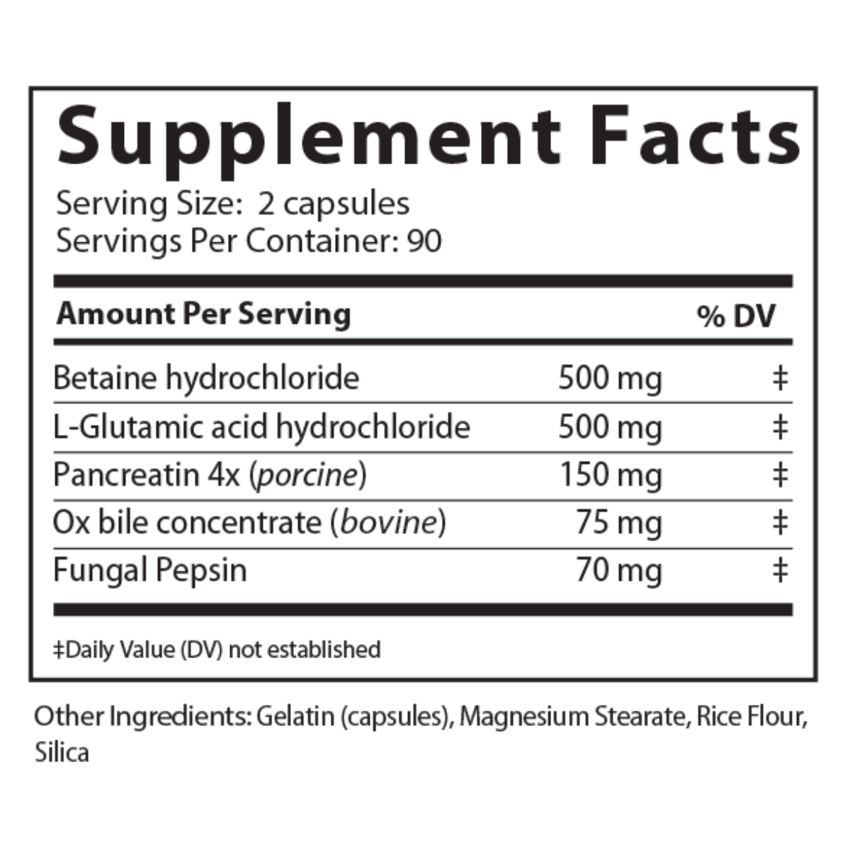 Gastrozyne is a digestive support product designed with powerful enzymes and hydrochloric acid to aid in the breakdown of proteins, carbohydrates, and fats. Gastrozyne supports healthy digestive processes and immune system function in both the stomach and small intestine.
