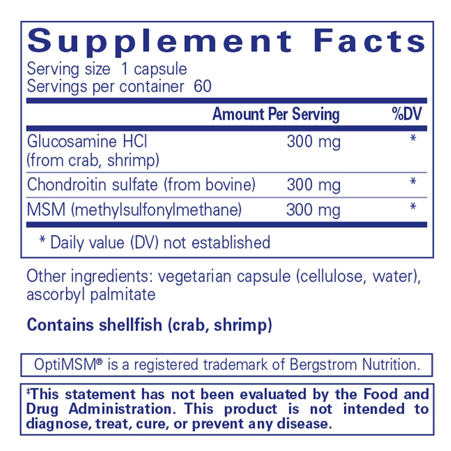 Glucosamine + Chondroitin with MSM 60 capsules by Pure Encapsulations