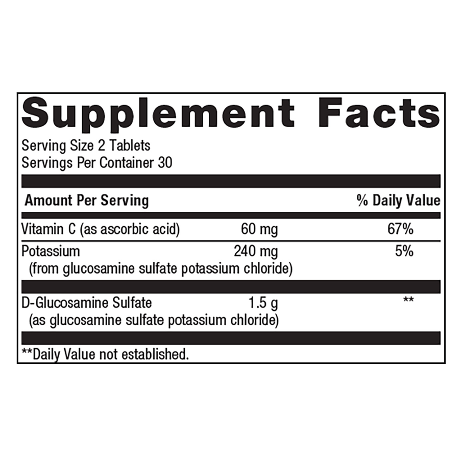 Glucosamine Sulfate 750 by Metagenics Ingredients Label