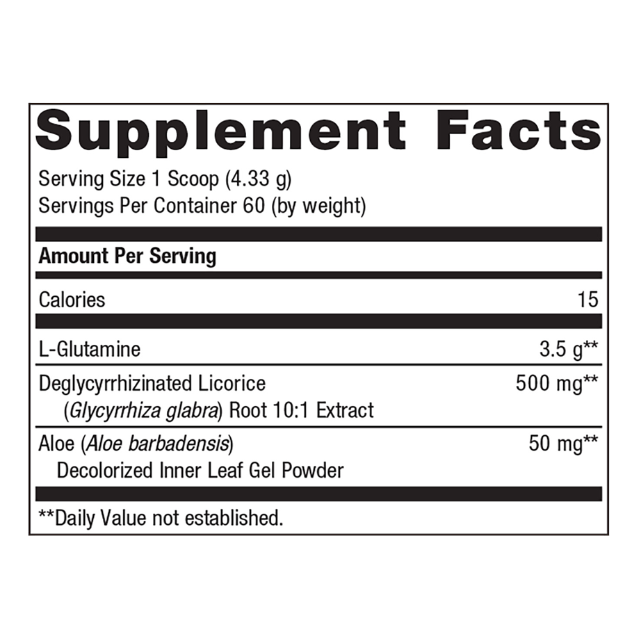Glutagenics Powder by Metagenics Ingredients Label