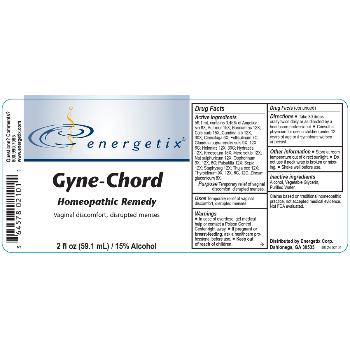 Gyne-Chord is a homeopathic combination formula for symptoms related to toxic load of the female reproductive system. The symptoms may occur as a result of environmental, lifestyle, emotional, and microbial sources.