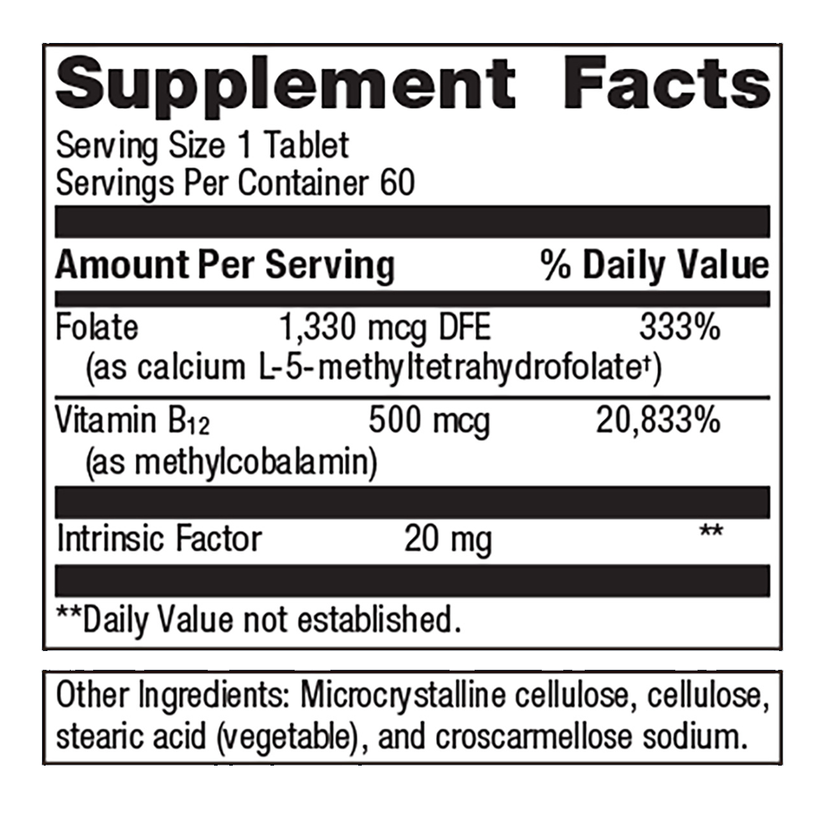 Intrinsi B12/Folate  by Metagenics Ingredients Label