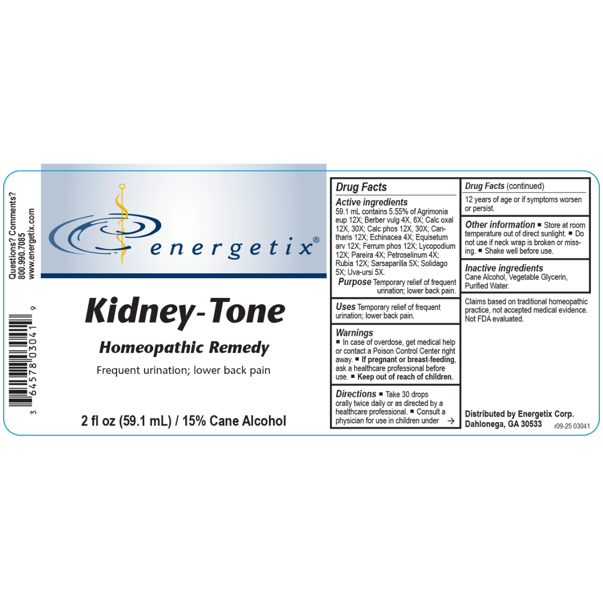 Kidney-Tone is a homeopathic combination formula for symptoms of kidney congestion. 