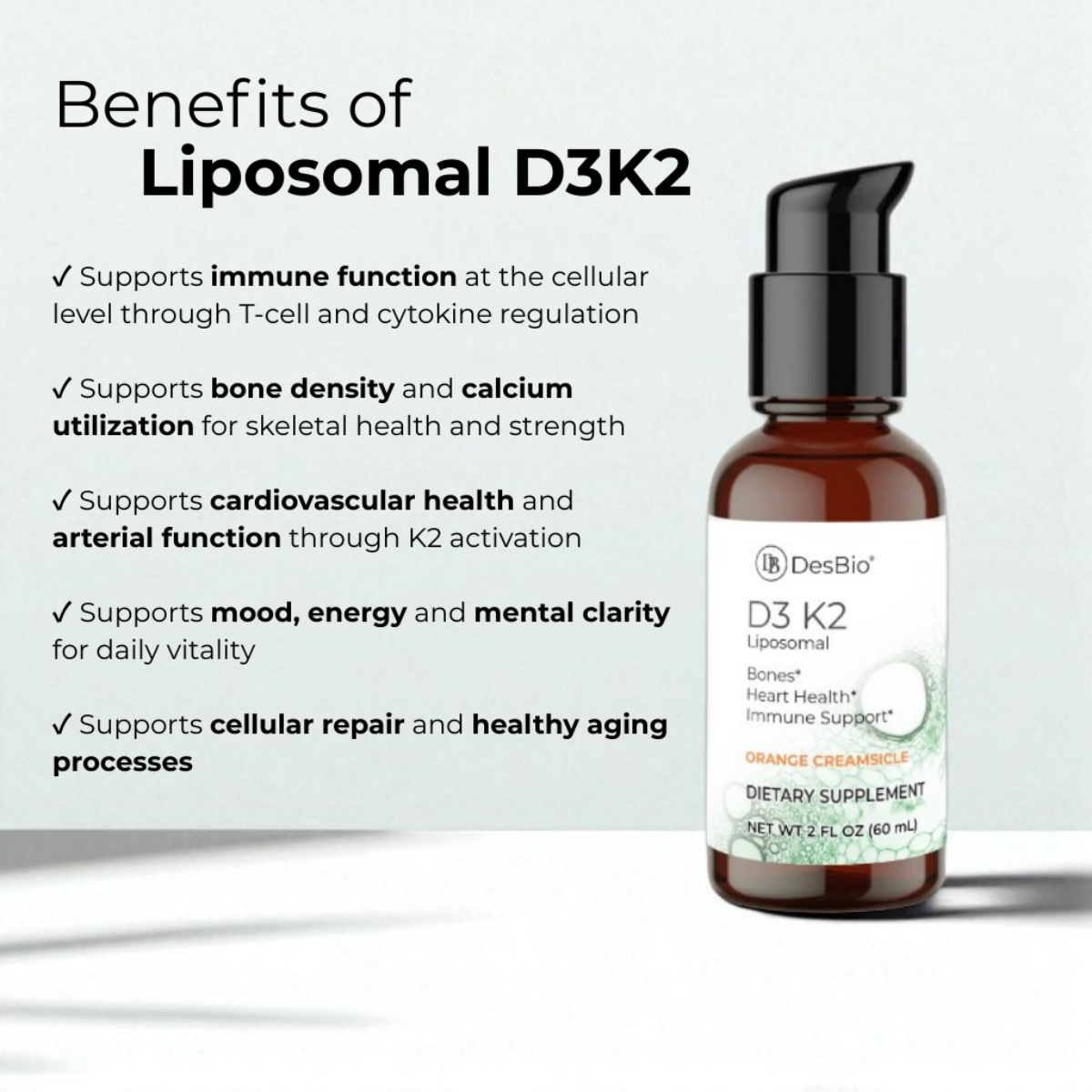 desbio liposomal glutathione Uses and Benefits Liposomal D3-K2 by DesBio