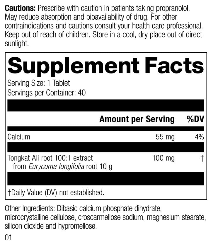 Tongkat Ali by MediHerb / Standard Process Ingredients Label