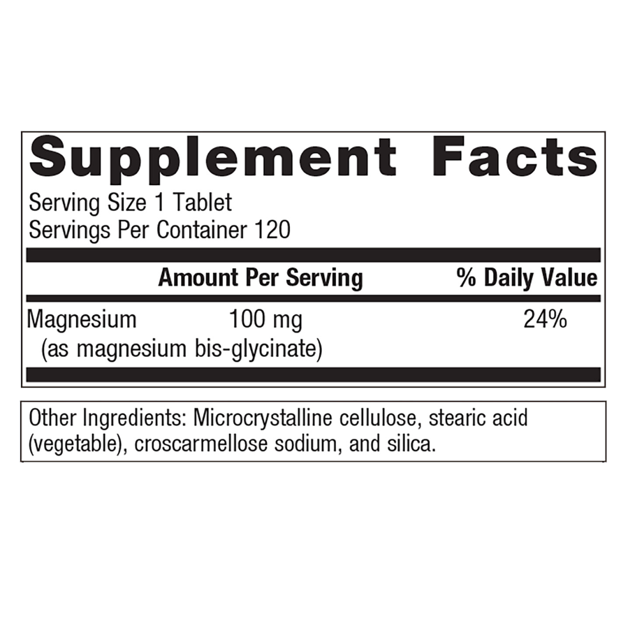 Mag Glycinate by Metagenics Ingredients Label