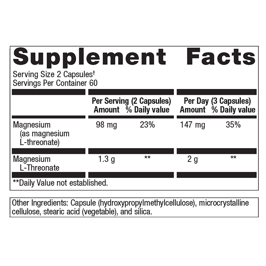 Mag L-Threonate by Metagenics Ingredients Label