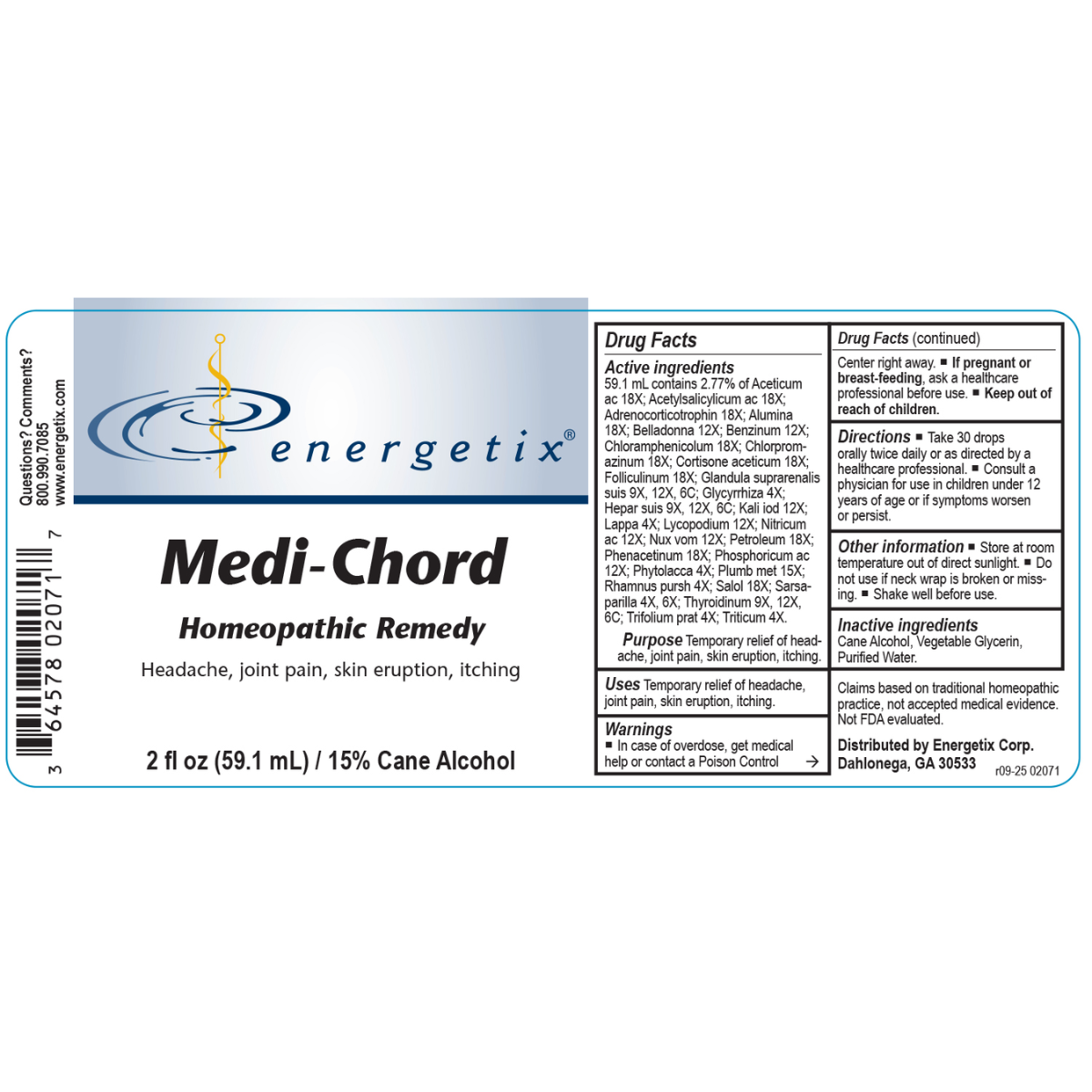 Medi-Chord is a homeopathic combination formula for symptoms associated with pharmaceutical or recreational drug usage.