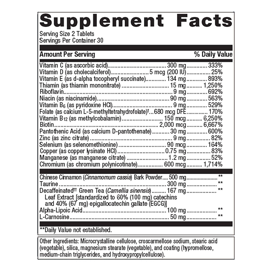 MetaGlycemX by Metagenics Ingredients Label
