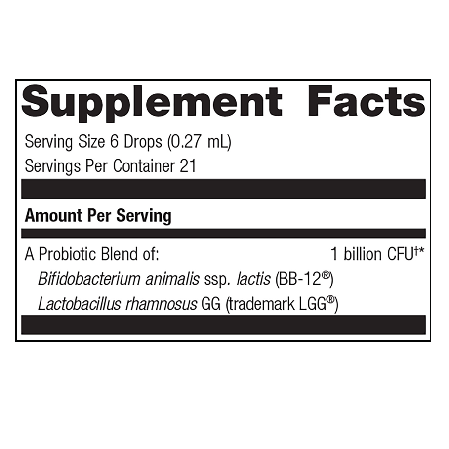 MetaKids Baby Probiotic by Metagenics Ingredients Label