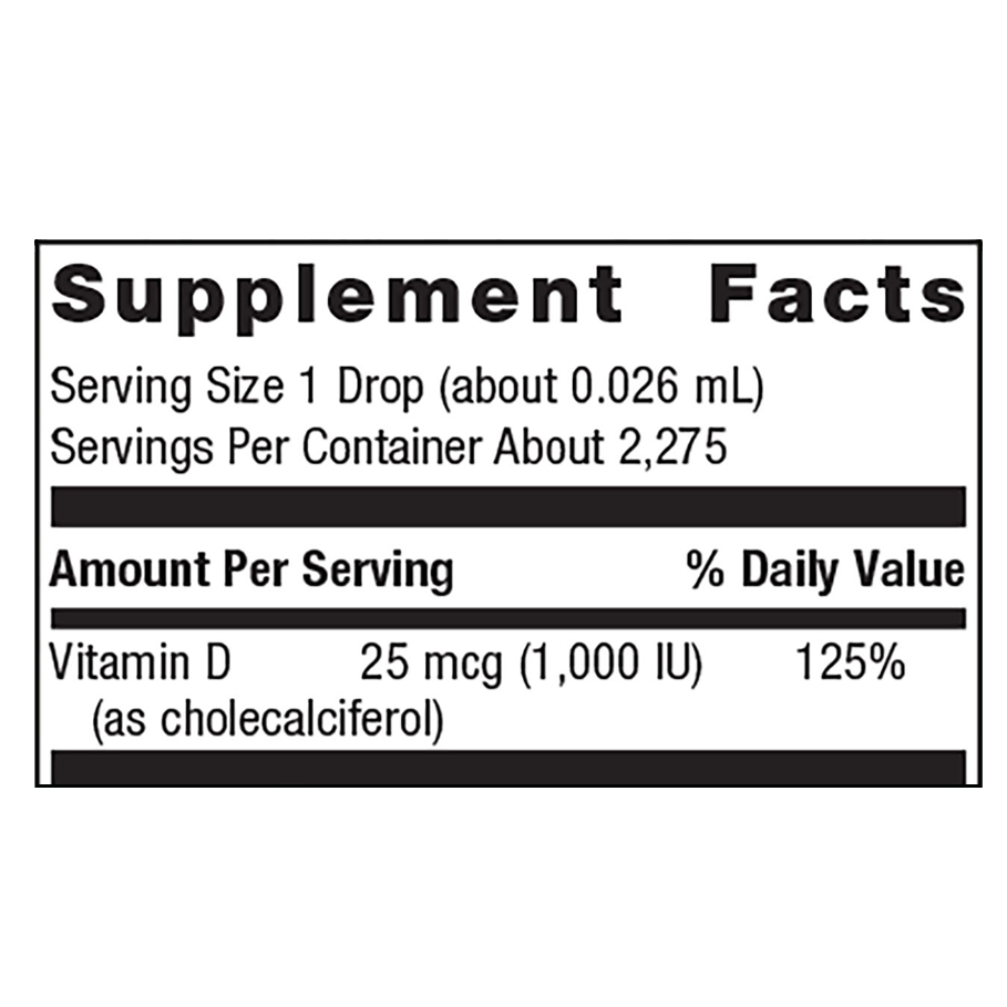 MetaKids D3 Liquid by Metagenics Ingredients Label