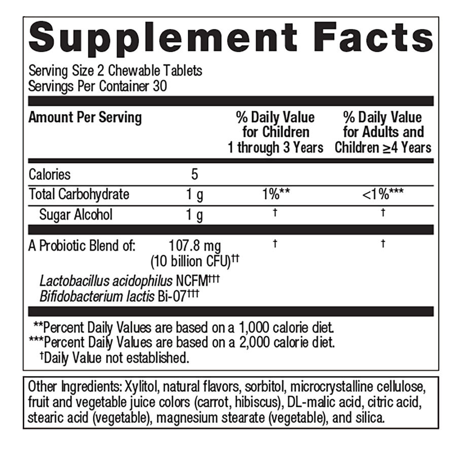 MetaKids Probiotic by Metagenics Ingredients Label