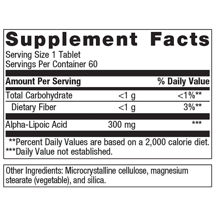 Meta Lipoate 300 by Metagenics Ingredients Label
