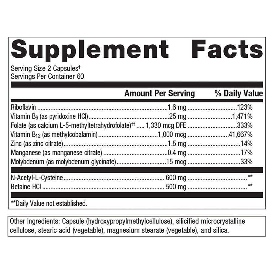 Methyl Care by Metagenics Ingredients Label