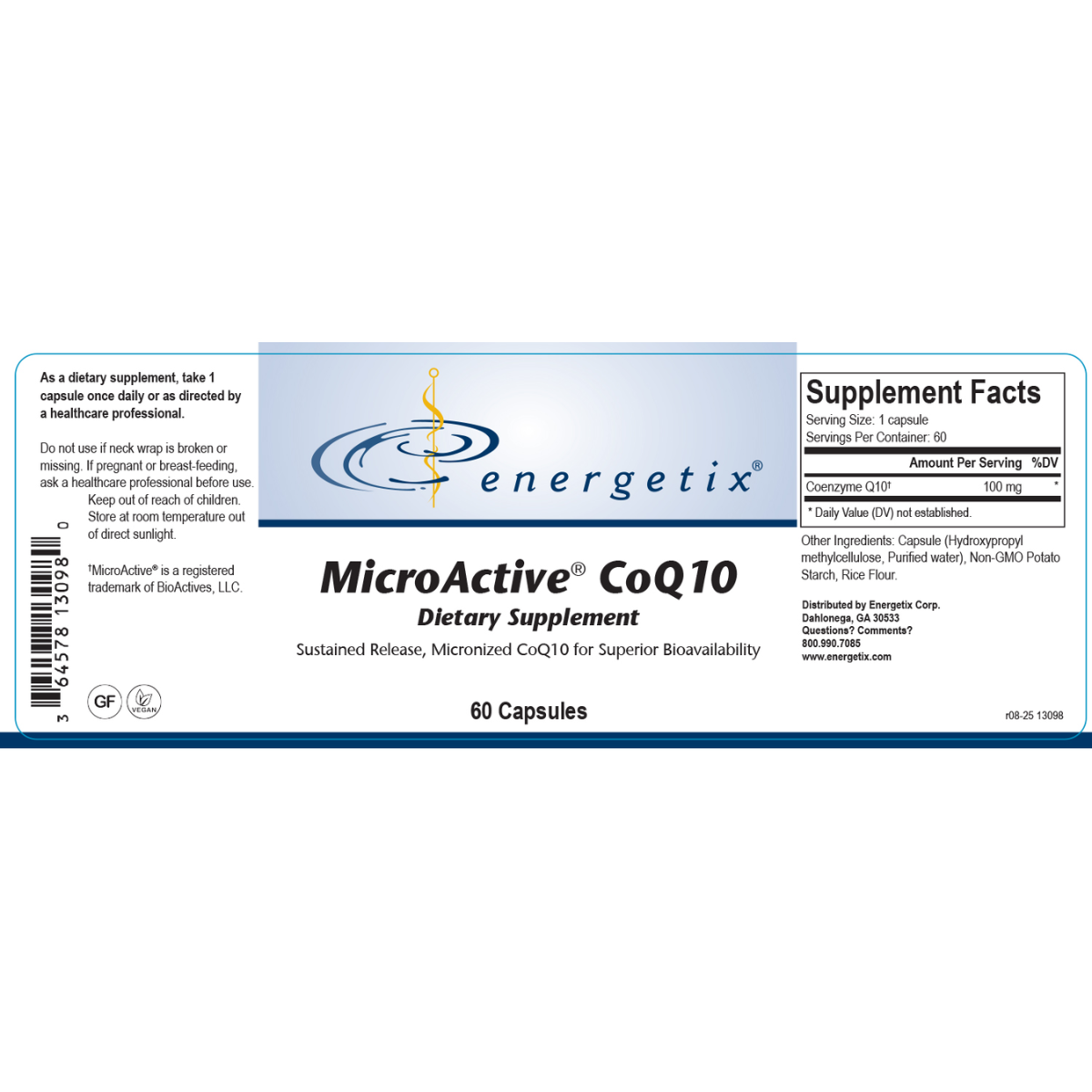 MicroActive® CoQ10 is processed using a patented method allowing for efficient absorption and sustained release over 24 hours.