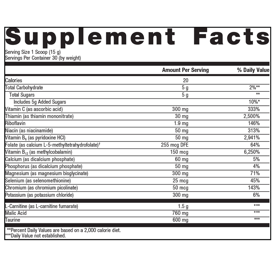 MitoVive by Metagenics Ingredients Label