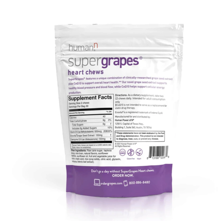 SuperGrapes Heart Chews with CoQ10 by Neogenis Labs / HumanN