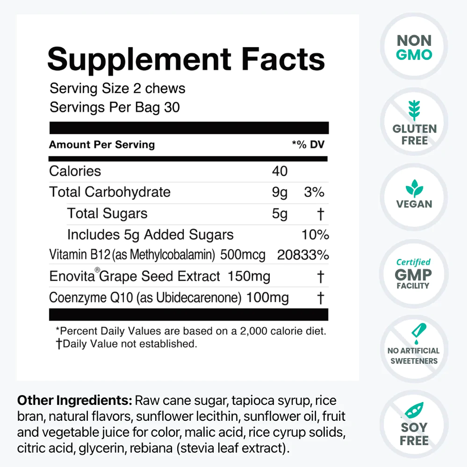 SuperGrapes Heart Chews with CoQ10 by Neogenis Labs / HumanN