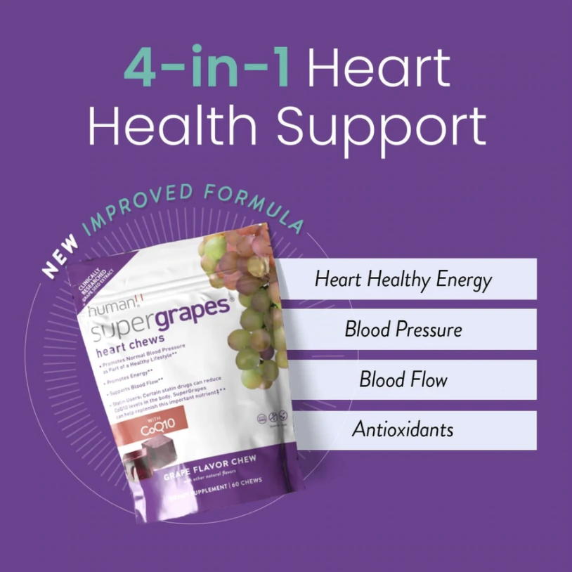 SuperGrapes Heart Chews with CoQ10 by Neogenis Labs / HumanN