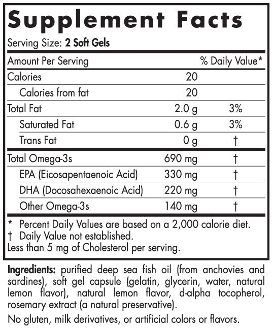 Arctic Omega 180 Soft Gels Lemon by Nordic Naturals