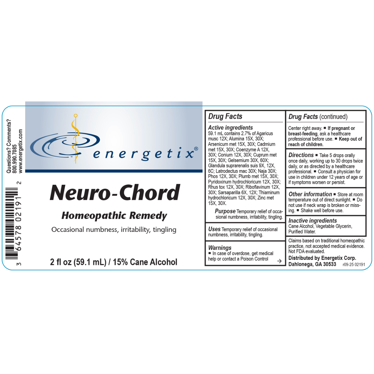 Neuro-Chord is a homeopathic combination formula for symptoms related to the toxic load of the nervous system.