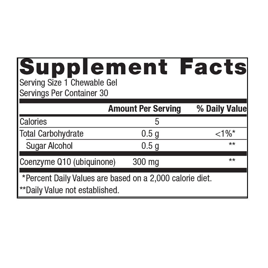 NutraGems CoQ10 300 by Metagenics Ingredients Label