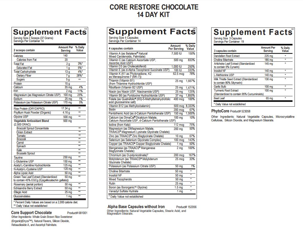 Core Restore Kit Chocolate by Ortho Molecular (7-Day)
