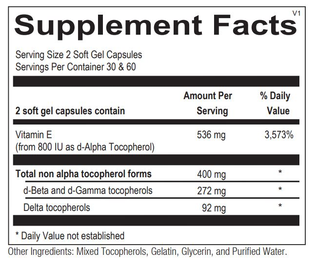 Natural Vitamin E Mixed Tocopherols (60 ct) by Ortho Molecular