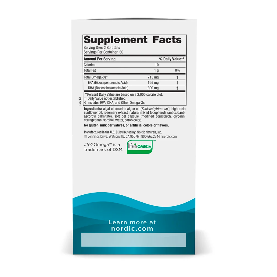 Algae Omega 60 Soft Gels by Nordic Naturals