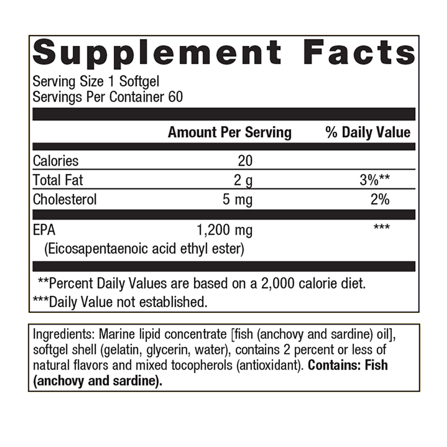 OmegaGenics EPA 1200 by Metagenics Ingredients Label